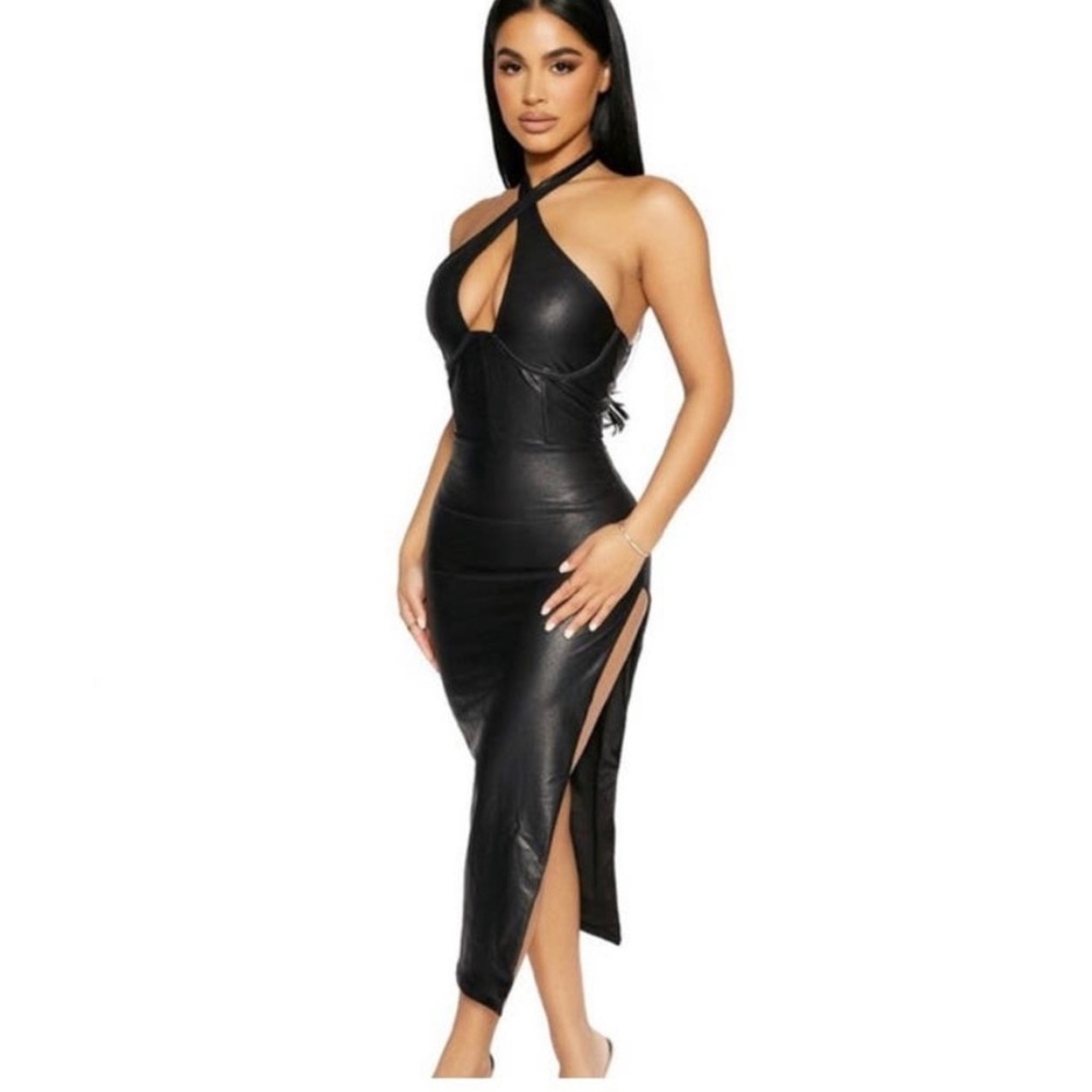 Naked Wardrobe crossover halter dress